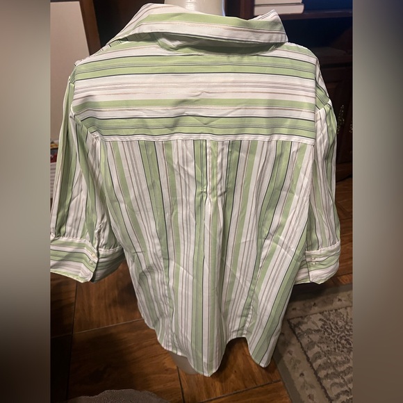 Cato Women's Green and White Striped Blouse - Picture 2 of 3